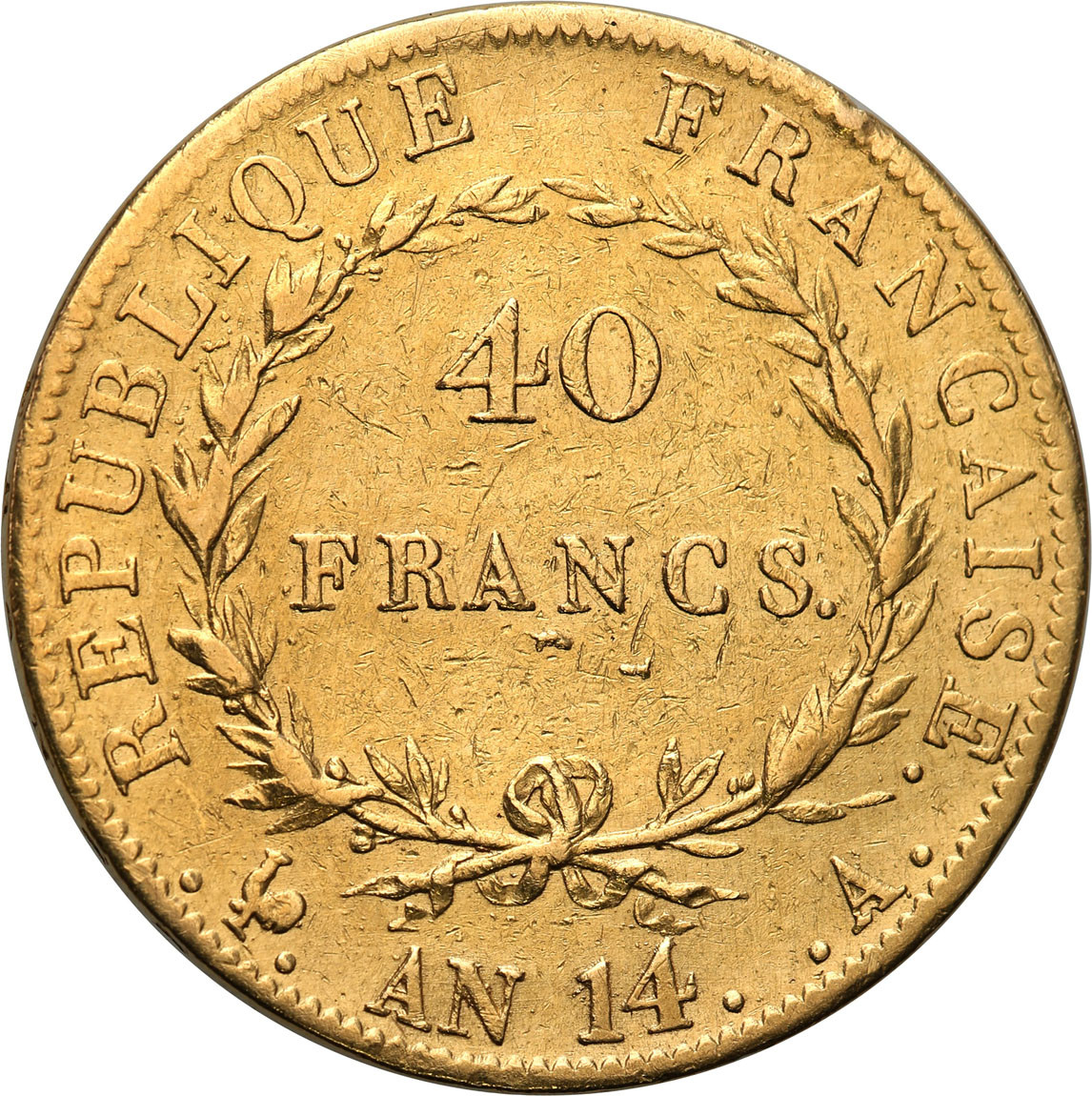 Francja. Napoleon Bonaparte (1804-1815). 40 franków AN 14 (1805) A, Paryż
